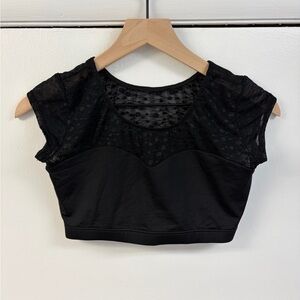Motionwear Black Sheer Dot Yoke Crop Top